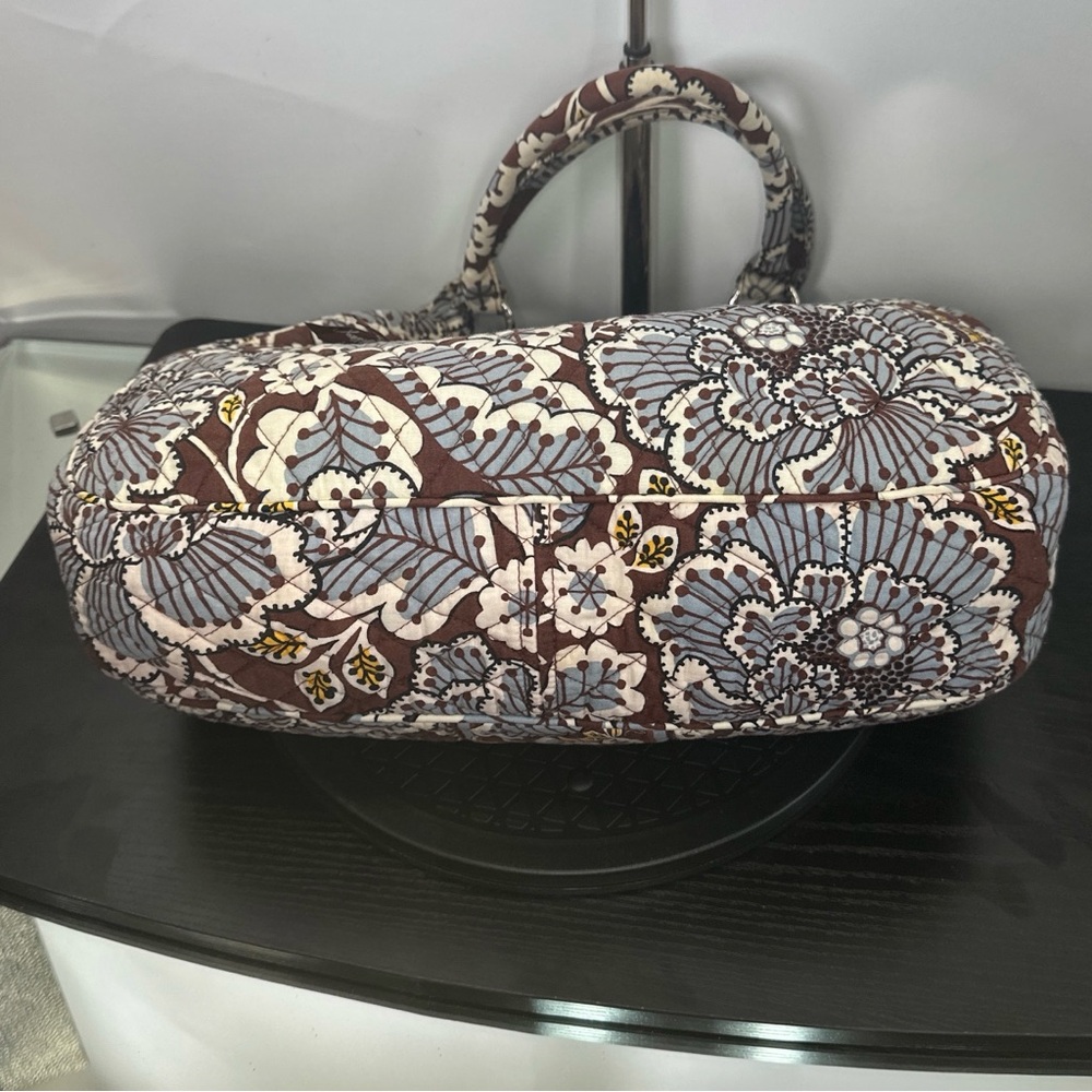 Vera Bradley Slate Blooms Large Hobo Shoulder Bag Brown White Blue Yellow Purse - Picture 6 of 13